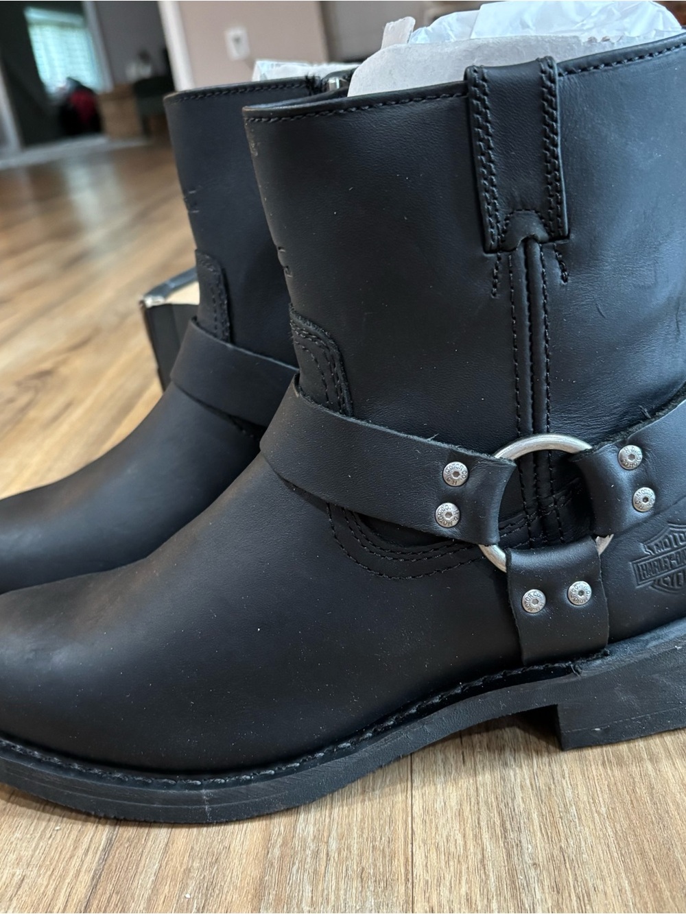 NIB Men’s Harley Davidson Black Leather El Paso Boots - Classic Moto Style